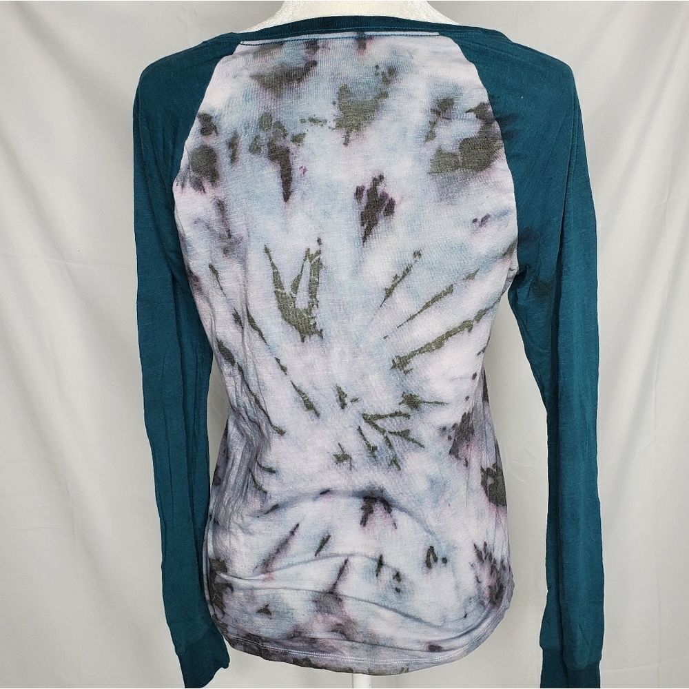 VS PINK t-shirt custom gray‎ tie dye v-neck baseball tee M - Picture 6 of 9